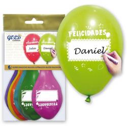 6 globos Felicidades personalizables