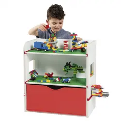 Organizador de juguetes con superficie de construcción