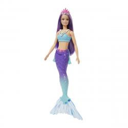 Barbie - Sirena Muñeca Con Pelo Lila, Cola Ombré, Corona Rosa Y Aletas Esculpidas (Mattel HGR10)