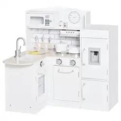 Cocina  De Madera Para +3 Años Con Dispensador Blanco Homcom