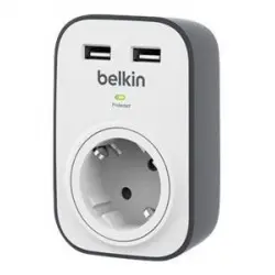 Protector contra sobretensiones Belkin SurgeCube 1 enchufe 2 USB