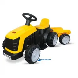 Tractor Electrico Peketrac 4000 Con Remolque Amarillo Pekecars- Tractor Electrico Infantil Para Niños +1años Con Batería 6v/4.5ah, 1 Plaza