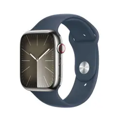 Apple Watch S9 LTE  45mm Caja de acero inoxidable Plata y correa deportiva Azul tempestad - Talla  S/M