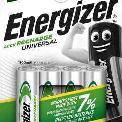 Pilas recargables AA Energizer Accu Recharge Universal - 4 unidades