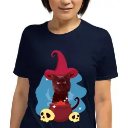 Mascochula camiseta mujer el brujo personalizada con tu mascota azul marino