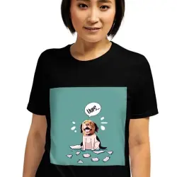 Mascochula camiseta mujer melasuda personalizada con tu mascota negro