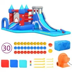 Parque De Agua Inflable Con Tobogán Pvc 590x390x225 Cm Happy Hop