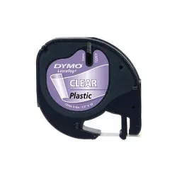 Cinta plástico Dymo 12267 Negro-Transparente 12mmx4M. Rotuladoras Letratag S0721530