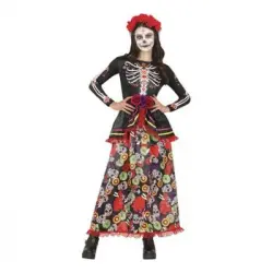 Disfraz De Catrina Con Vestido Estampado Para Mujer