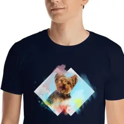 Mascochula camiseta hombre acuarelas personalizadas con tu mascota azul marino