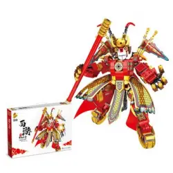 Rey Mono Mitología Oriental Mecha 501 Piezas Dam 14x9x25 Cm. Color: Rojo