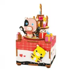 Caja De Música Para Montar Diseño Happy Birthday Dam 7,3x8,5x13 Cm. Color: Multicolor