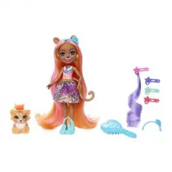 Mattel - Enchantimals Muñeca Con Accesorios Para Peinar Glam Party Guepardo