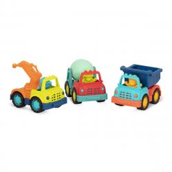 B.TOYS - Juego De 3 Mini Camiones De Contruccion Con Figuras Happy Cruisers
