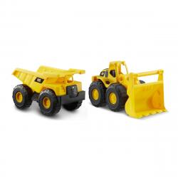 Funrise Toys - Pack 2 Vehículos 26 Cms Camión Volquete Y Pala Cargadora Caterpillar CAT
