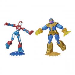 Hasbro - Set 2 Figuras Bend And Flex Marvel Los Vengadores Iron Patriot VS Thanos
