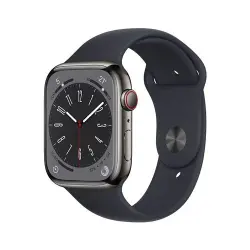 Apple Watch S8 45mm LTE Caja de acero inoxidable Grafito y correa deportiva medianoche