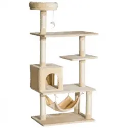 Árbol Para Gatos De Fibra De Bambú, Felpa 70x40x152 Cm - Pawhut.beige