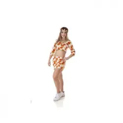 Disfraz Adulto Hippie Top Y Minifalda Talla L