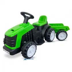 Tractor Electrico Peketrac 4000 Con Remolque Verde Pekecars- Tractor Electrico Infantil Para Niños +1años Con Batería 6v/4.5ah, 1 Plaza
