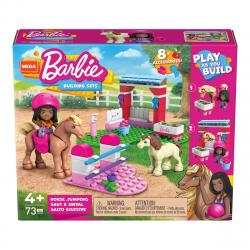 Barbie - MEGA Construx Salto Del Caballo, Establo Con Muñeca, Caballos, Bloques De Construcción Y Accesorios