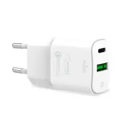 Cargador de viaje rápido Puro USB-A/USB-C 20 W Blanco