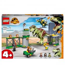 LEGO -  De Construcción Fuga Del Dinosaurio T. Rex Con Helicóptero Jurassic World