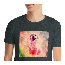 Mascochula camiseta hombre lienzo personalizada con tu mascota gris oscuro