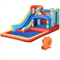 Castillo Hinchable Con Tobogán Piscina Soplador Multicolor Outsunny