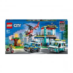 LEGO - Set De s De Construcción Central De Vehículos De Emergencia Ambulancia, Coche Y Helicóptero City