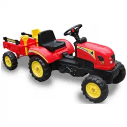 Tractor A Pedales Con Remolque Color Rojo