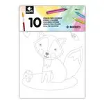 Blíster con 10 láminas A4 para colorear Busquets - Animales