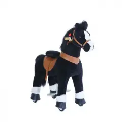 Ponycycle Pony De Montar Negro Con Pezuña Blanca Modelo Grande De 4 A 9 Años