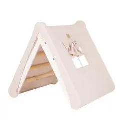 Casa Niños Escalera De Escalada Con Carpa 60x61 Cm Madera, Lino, Viscosacarpa Rosa - Escalera Blanca Meowbaby