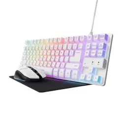 Combo gaming Teclado + Ratón + Alfombrilla Trust GXT 794W Blanco