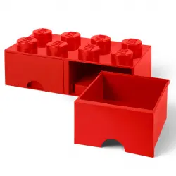 Ladrillo de almacenamiento rojo de 8 espigas con cajones LEGO