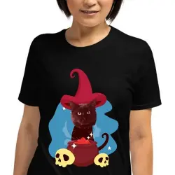 Mascochula camiseta mujer el brujo personalizada con tu mascota negro